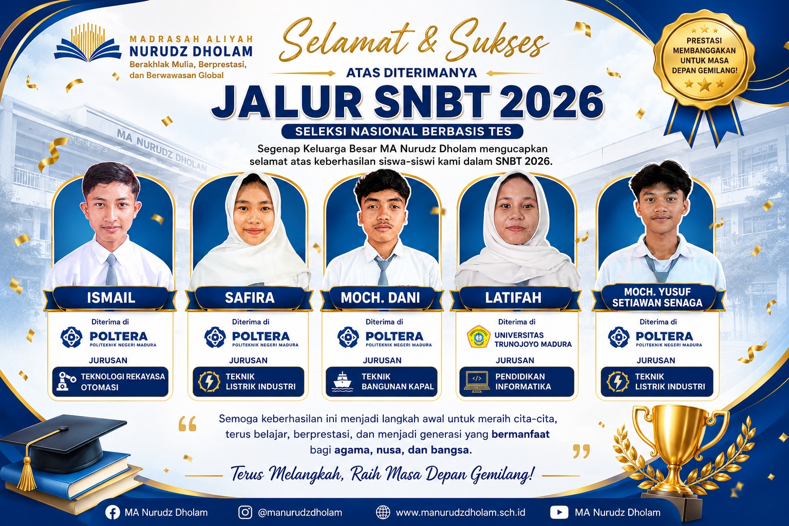Siswa MA Nurudz Dholam Sampang Lolos SNBT 2026