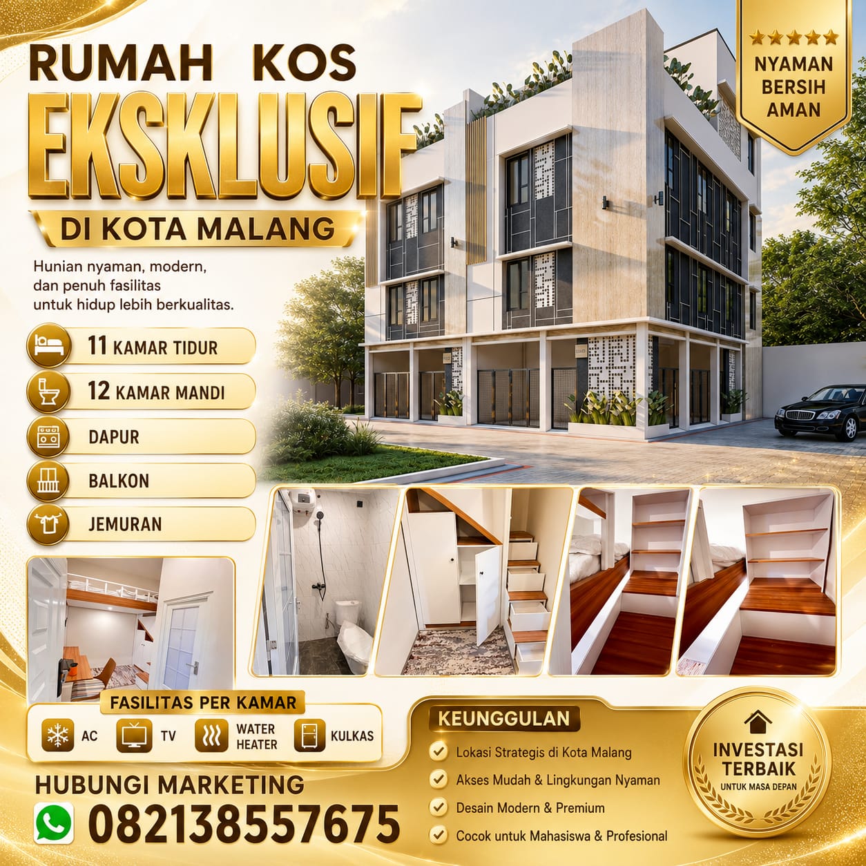 Rumah Kos Eksklusif HBB Properti Malang