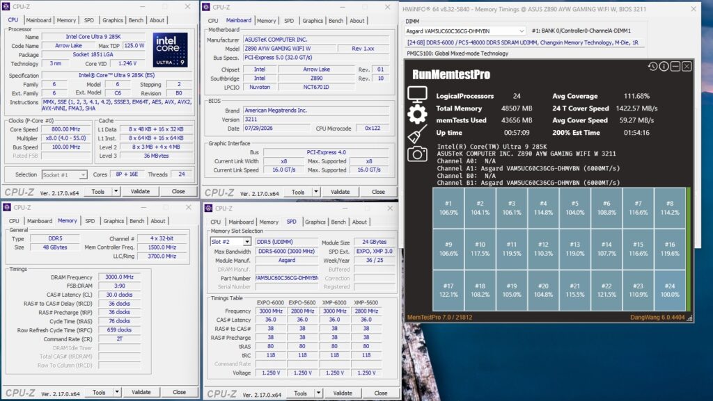 1 ASUS Motherboard b RAM DDR5 CXMT