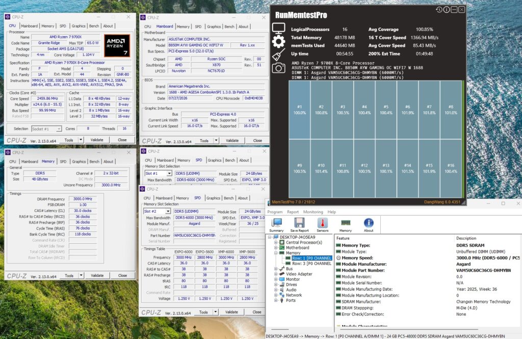 1 ASUS Motherboard c RAM DDR5 CXMT